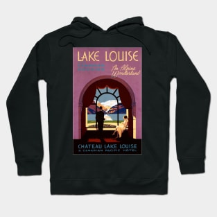 Canadian Rockies Lake Louise Chateau Lake House Hotel Vintage Travel Hoodie